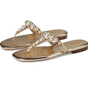 Lilly Pulitzer Gold Sandals with Pearl Embellishments